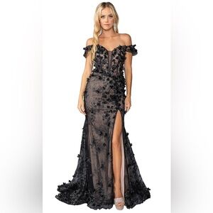 Elegant Black Floral Lace Dress